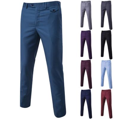 Men Summer Solid Color Waist Adjustable Pants Men Summer Casual Business Comfortable Pants