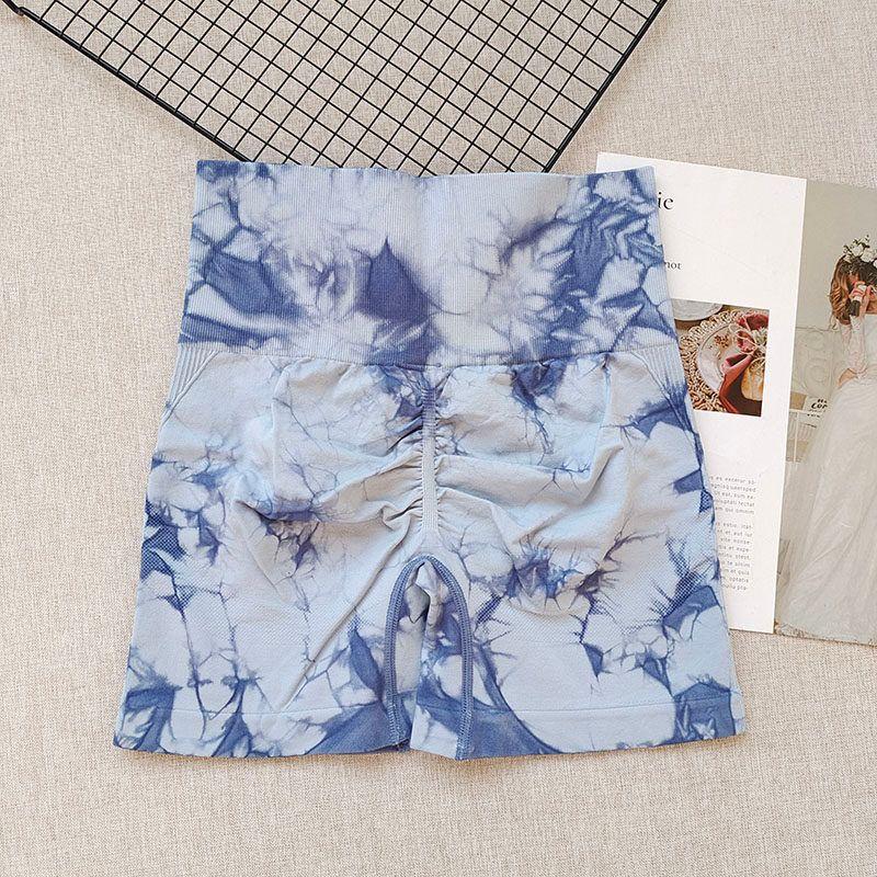 Fashion Style New Arrival Tie-Dye Yoga Pants Female Peach High Waist Hip Raise Pants Breathable Seamless Running Sports and Fitness Shorts
