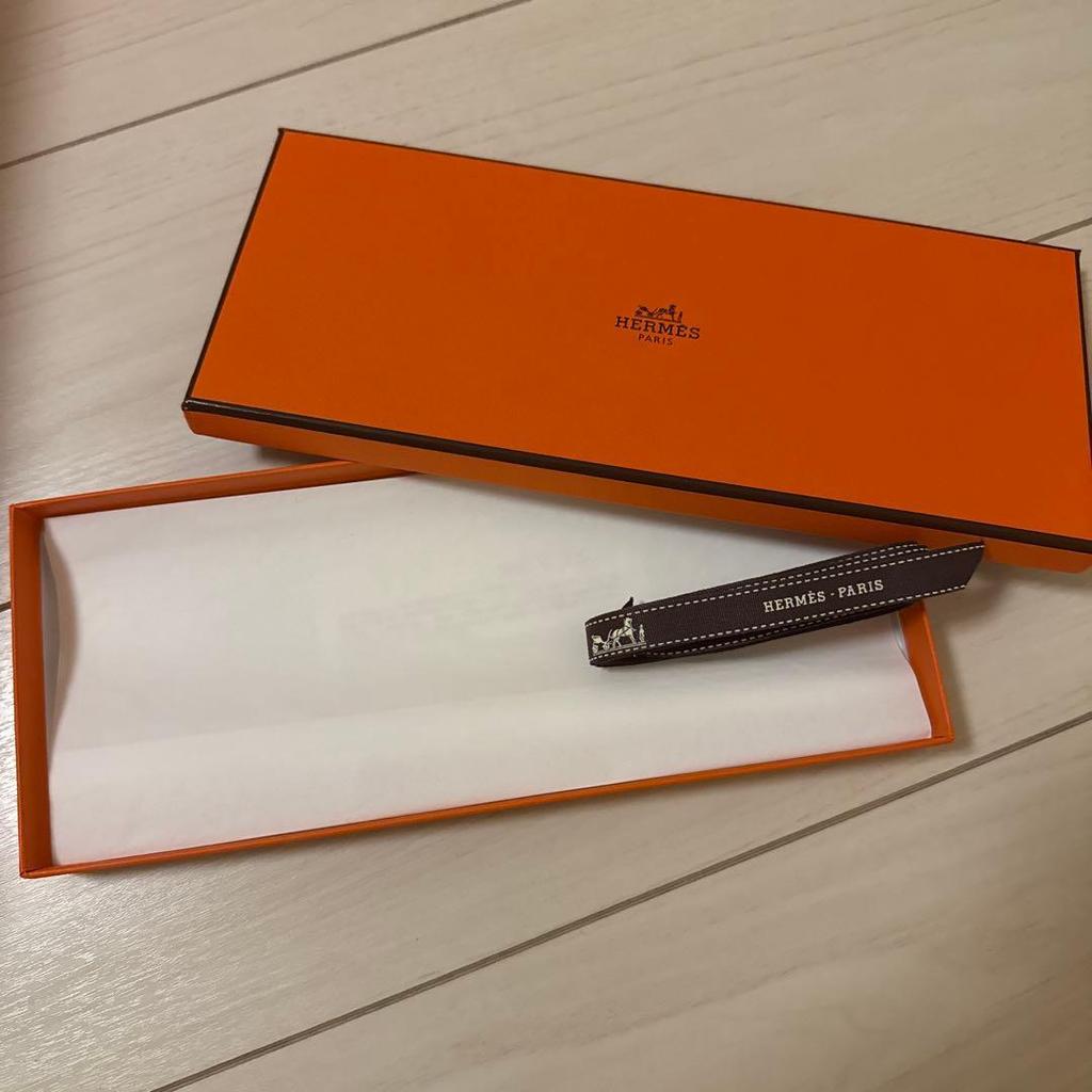 Used HERMES Carre scarf charm empty box with ribbon