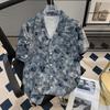 Summer Island Vacation Style Ice Silk Short Sleeve Floral Shirt Men's Hawaiian Cuban Collar Shirt Cool Fashion for Men