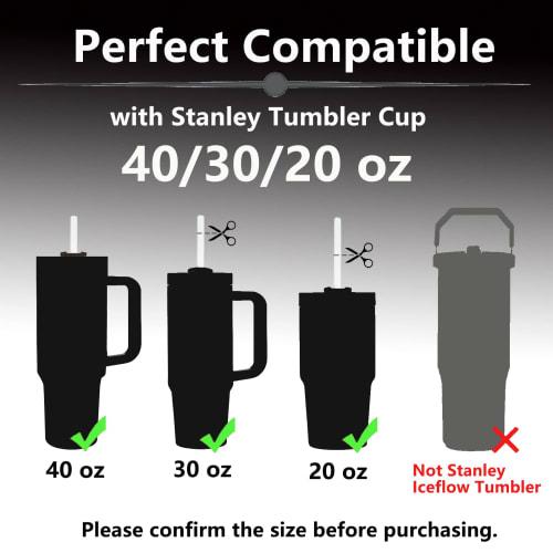 Stanley Replacement Straws for 40oz and 30oz Tumblers, 10 Reusable Long Clear Plastic Straws & 2 Cleaning Brushes, Compatible with Stanley Cups and St
