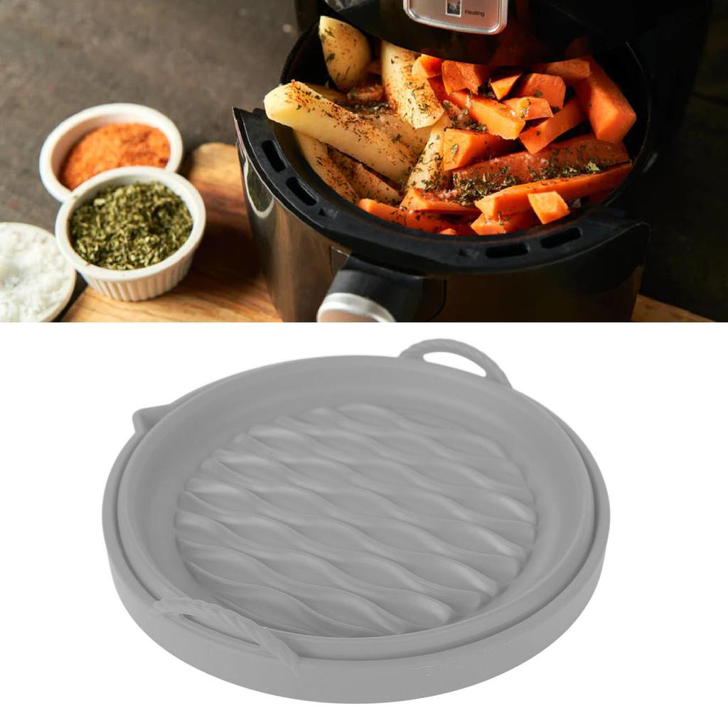 Fryer Silicone Liner Foldable Round Wavy Stripe Heat Resistant Reusable Fryer Pot for Fryer Accessory