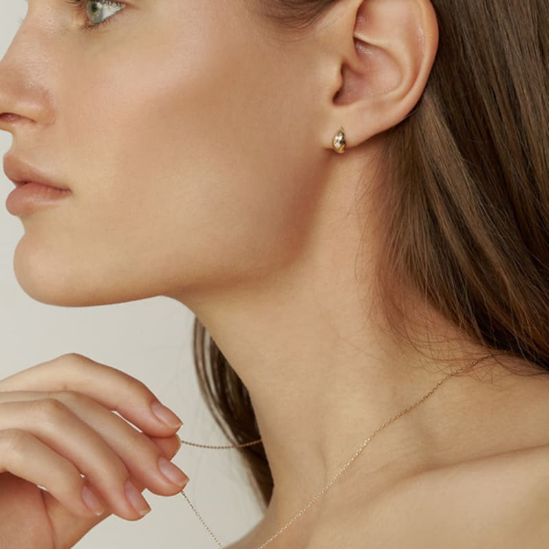 LUNNE 14k Star-Piece Oval Volume Earrings (14K Gold) #LFE09