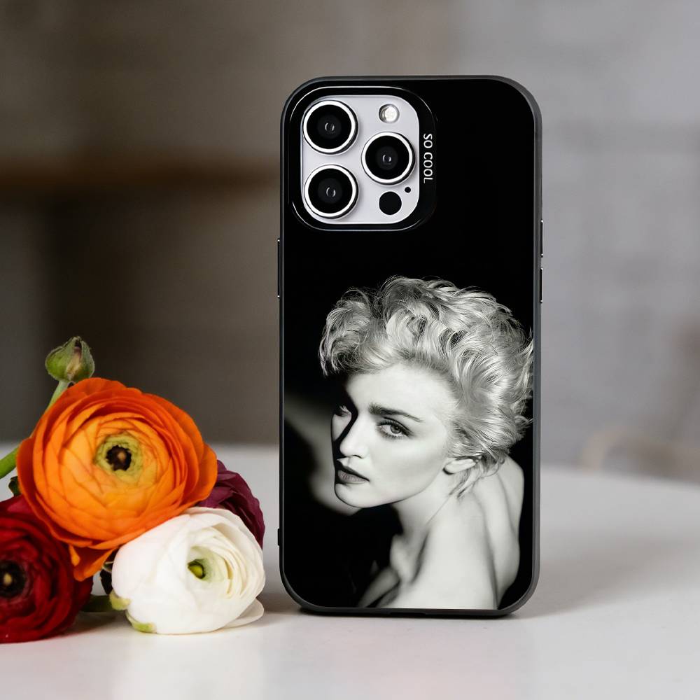 Sängerin M-Madonna Handyhülle Für iPhone 17,16,15,14,13,12,11 Plus,Pro Max,XS,Farbig Versilberte Innenabdeckung