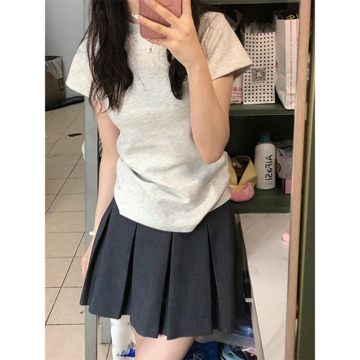 

Женский черный ретро топ с открытыми плечами и короткими рукавами на лето – приталенный и подчеркивающий фигуру дизайн XL светло-серый