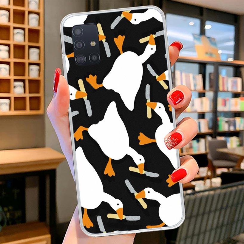 Cartoon Duck Goose Game Cover Phone Case For Samsung Galaxy A12 A22 A32 A52 A72 A02S Phone Case Note 20 Ultra 10 S10 Plus A51 A7