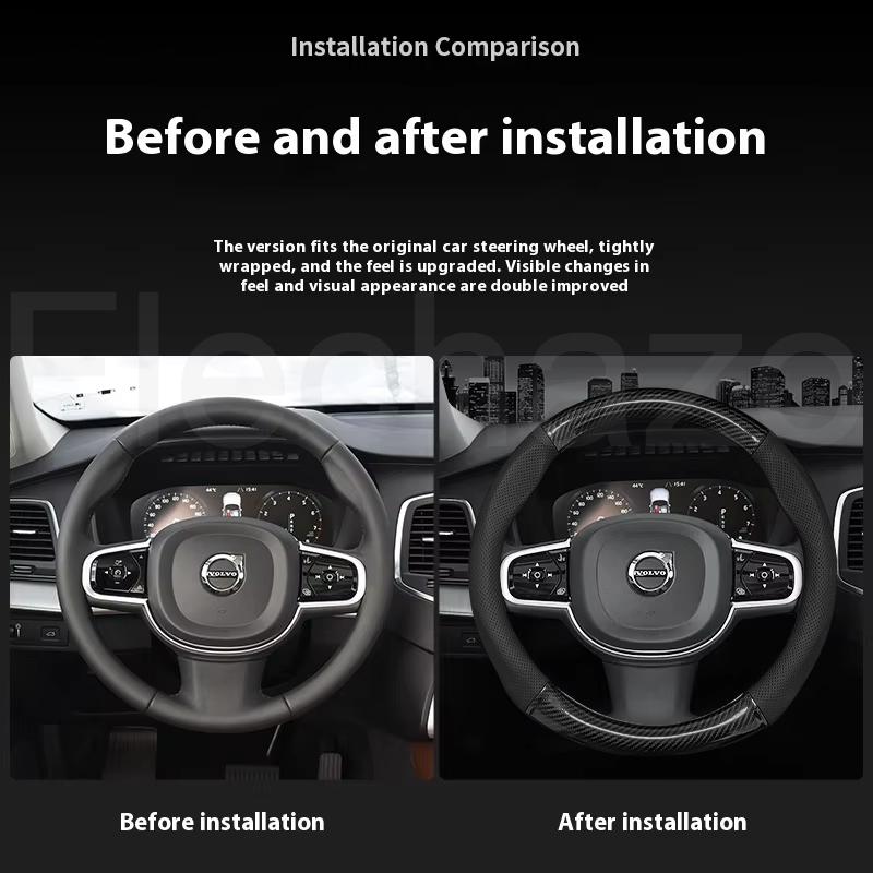 Autolenkradbezug 37-38cm Leder Anti-Rutsch Zubehör, Für Volvo XC60 XC90 S60 V50 V90 S80 C40 XC40 V70 C30 XC70 S90