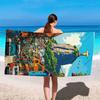 1PC Brazil Style Beach Towel, Rio de Janeiro Christ Statue Colorful Houses Art Pattern Design for Travel Beach Pool Summer Use