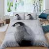 Penguin Duvet Cover Set Antarctic Animals Bedding Set For Kids Boys Girls Cartoon Style King Size Winter Theme Comforter Cover
