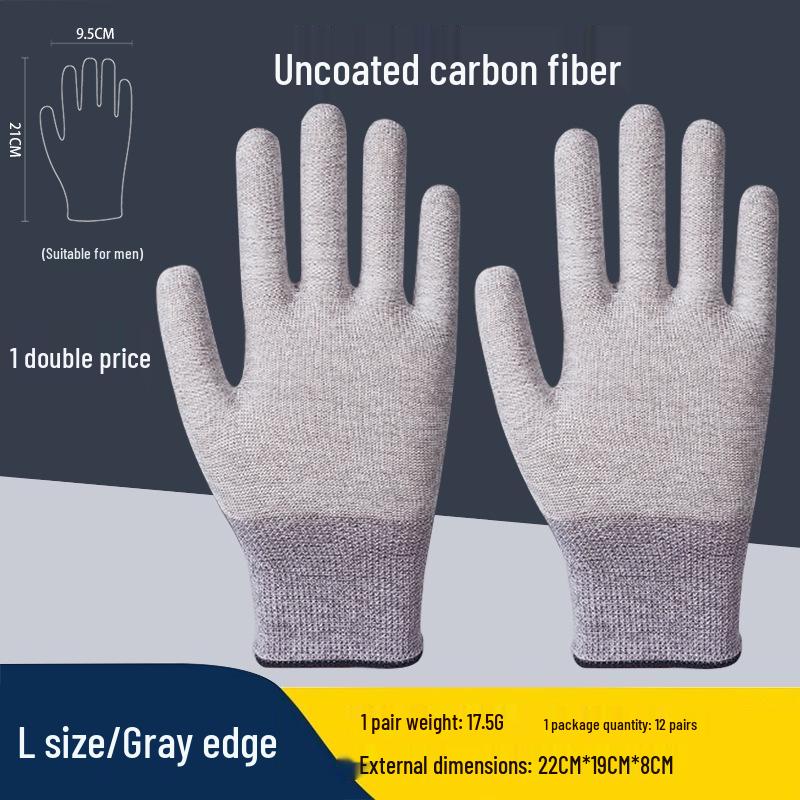 Anti-Static Carbon Fiber PU Coated Gloves - Thickened White Nylon, Dust-Free, for Electronics