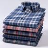 Over Size 100%cotton Brushed Plaid Long Sleeve Shirts for Men Single Pocket Casual Tops Soft Vintage Elegant Designer Clothes