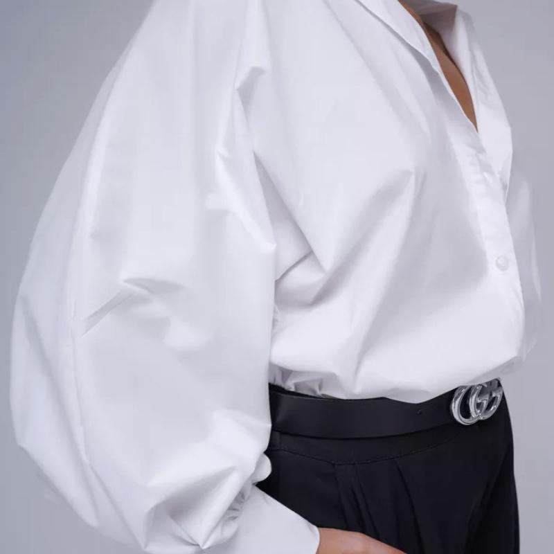 Frühling Retro Elegant Puffärmel V-Ausschnitt Oberteil Hemd Pendler Sexy Lässiges Hemd Damen