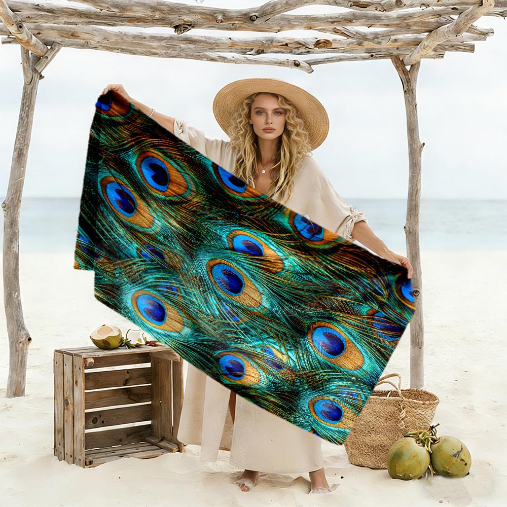 Animal peacock feathers Large Soft Quick Dry Beach Towel for Beach Camping Swimming Beach Yoga Perfect Gift for Friends Family Birthday