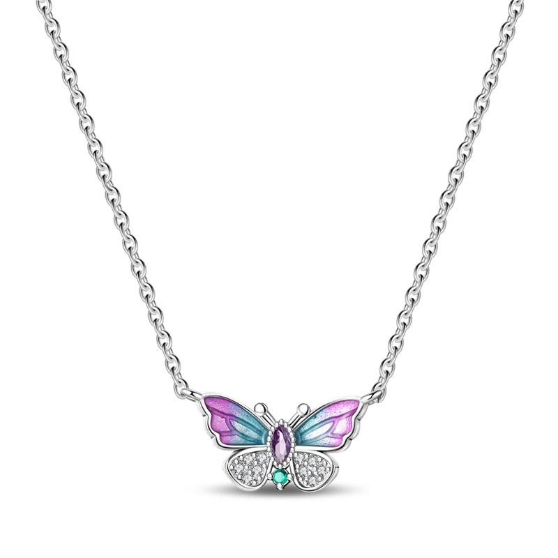 New 925 Silver Butterfly Bow Necklace For Women Birthday Anniversary Jewelry Gifts