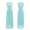 2025 European & American Slim-fit Evening Gown – Light Blue Lace Patchwork Chiffon, Back Zipper, 10 Colors Available
