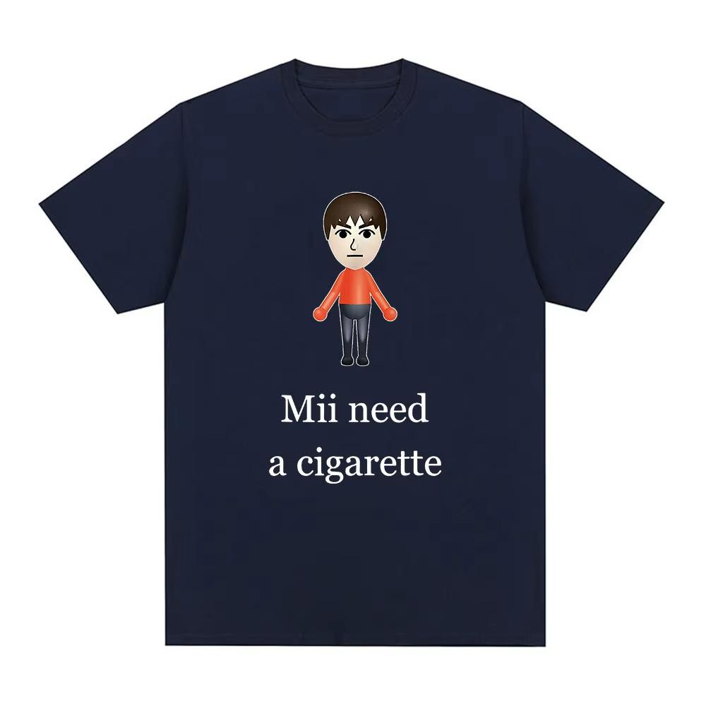 

Смішна футболка Mii Need A Cigarette Чоловіча мода Футболки з коротким рукавом Графічна футболка до Дня Барбершоп-квартету Оверсайз Унісекс M