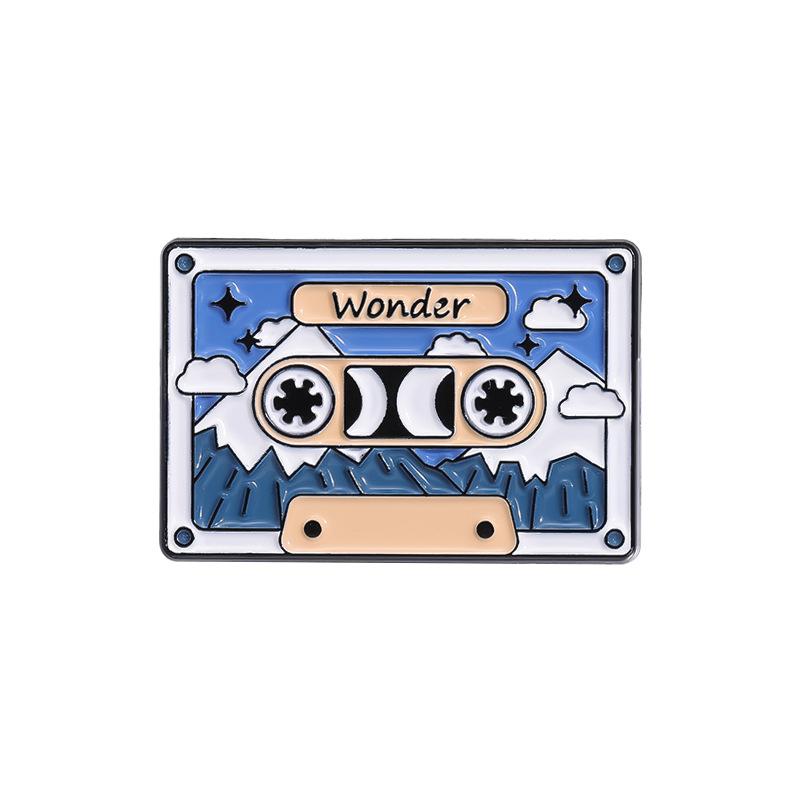 Magnetic Tape Radio Set Metal Enamel Pins Custom Myth Brooches Bag Clothes Lapel Pin Badge Animal Jewelry Gift For Kids Friends