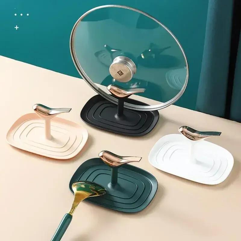 Pan Lid Holder Supports Spoons Pot Cover Rests Spatula Stand For Kitchen Convenience Utensils Tools Accessories Organizer