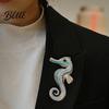 Fashion Statement Accessory Seahorse Brooch Retro Style Autumn Winter Rhinestones