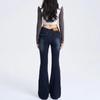 Jeans a zampa retro a vita a V da donna 2025 - Pantaloni a zampa a vita bassa trendy