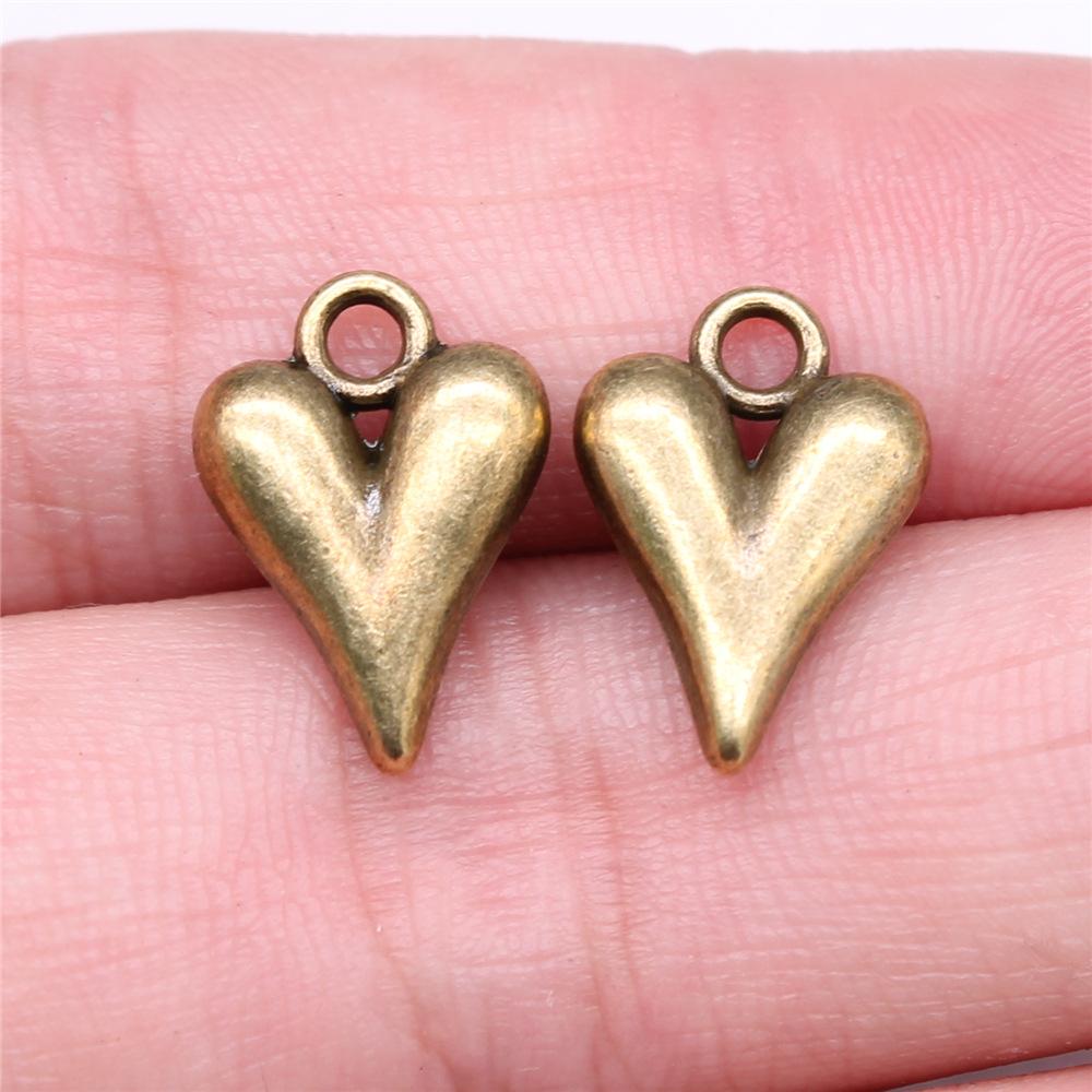 10pcs Heart Charms For Jewelry Making Antique Bronze Silver Color Pendants DIY Crafts Making Findings Handmade Tibetan Jewelry