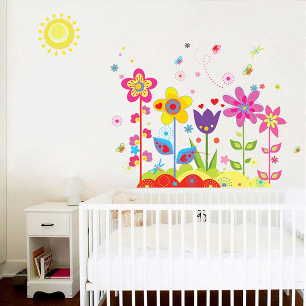 Buy Kids Room Art Flower Butterfly Mural Vinyl Mural Wall Sticker Decor ...