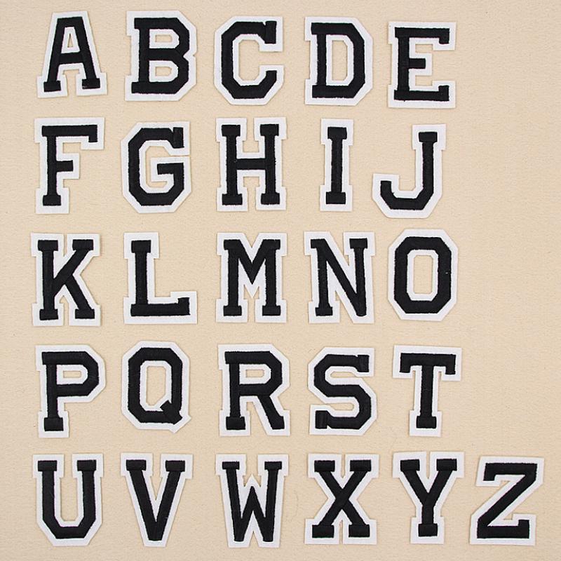 

Новый патч одежда Утюг на шитье Вышитый мотив Черная буква A-Z Сумка DIY Шляпа Обувь