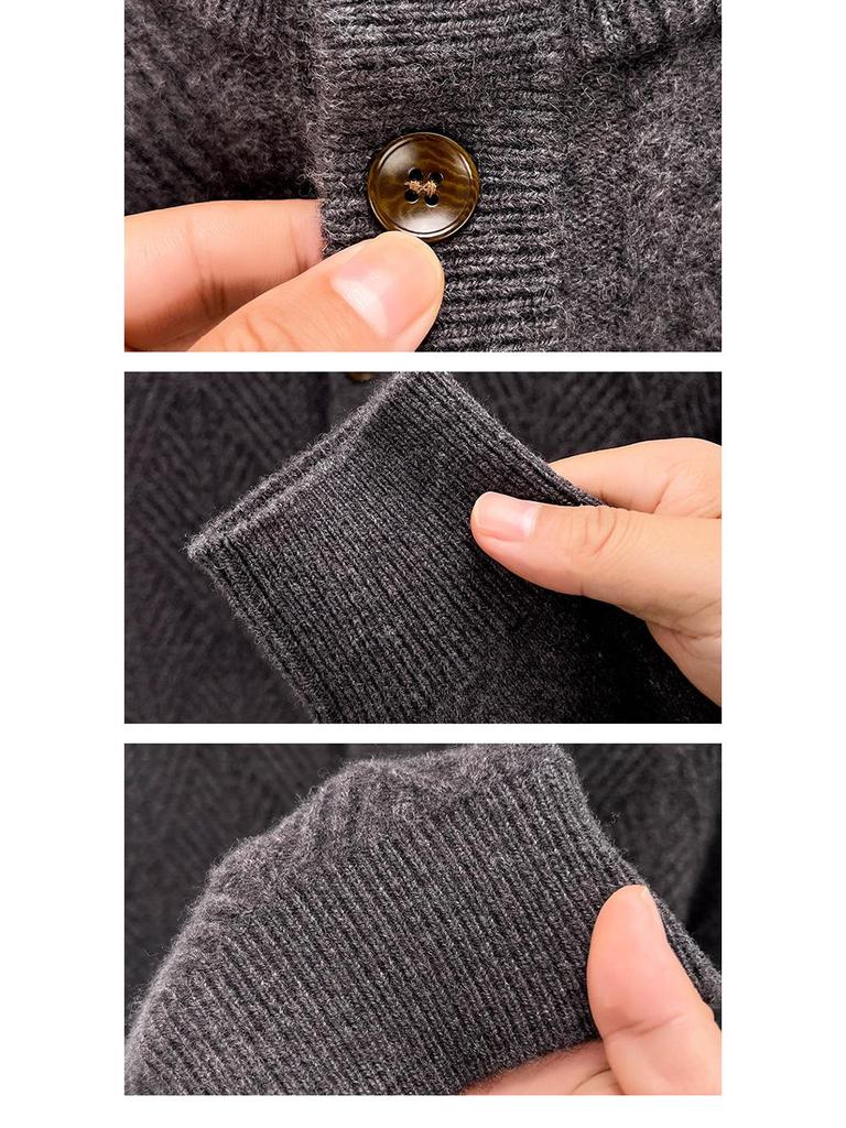 Herren Premium 100% Wolle Dicker Winterpullover mit Jacquard-Design