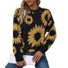 European and American Autumn and Winter New Tops Sunflower Towel Embroidered Round Neck Long-sleeved Knitted Pullover Sweater for Women