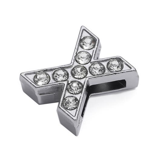 Rhinestone Letter Beads Alloy A To Z Charms Slide Letter Charms Small Spacer Beads for DIY Jewelry Making Keychain Cell Phone Chain Bracelet Craft