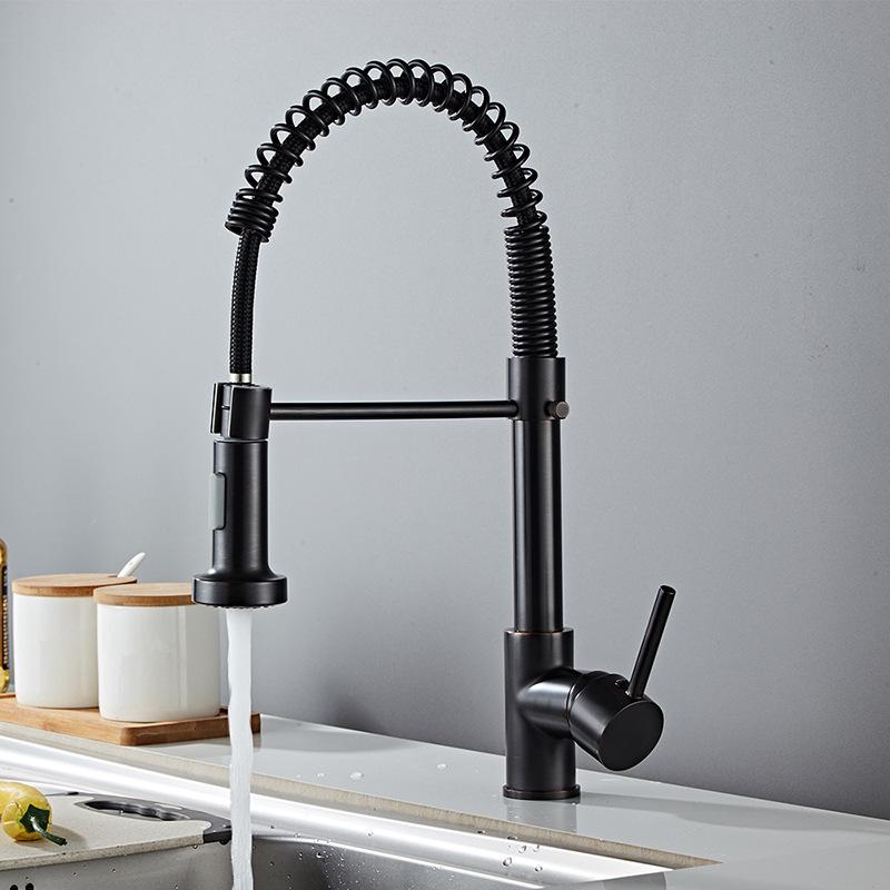 Küchenspüle, Kupfer-Pull-Küchenarmatur, Doppelauslass, wassergekühlt, heißes Waschbecken, Waschbecken, Feder-Wasserhahn