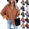 European & American 2025 Women's Solid Color Corduroy Lapel Casual Shirt Jacket