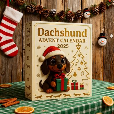 Yousheng 2025 Dachshund Advent Calendar 24 Day Countdown Calendar with 3D Acrylic Ornaments Christmas Tree Decor Unique Gift for Dog Lovers