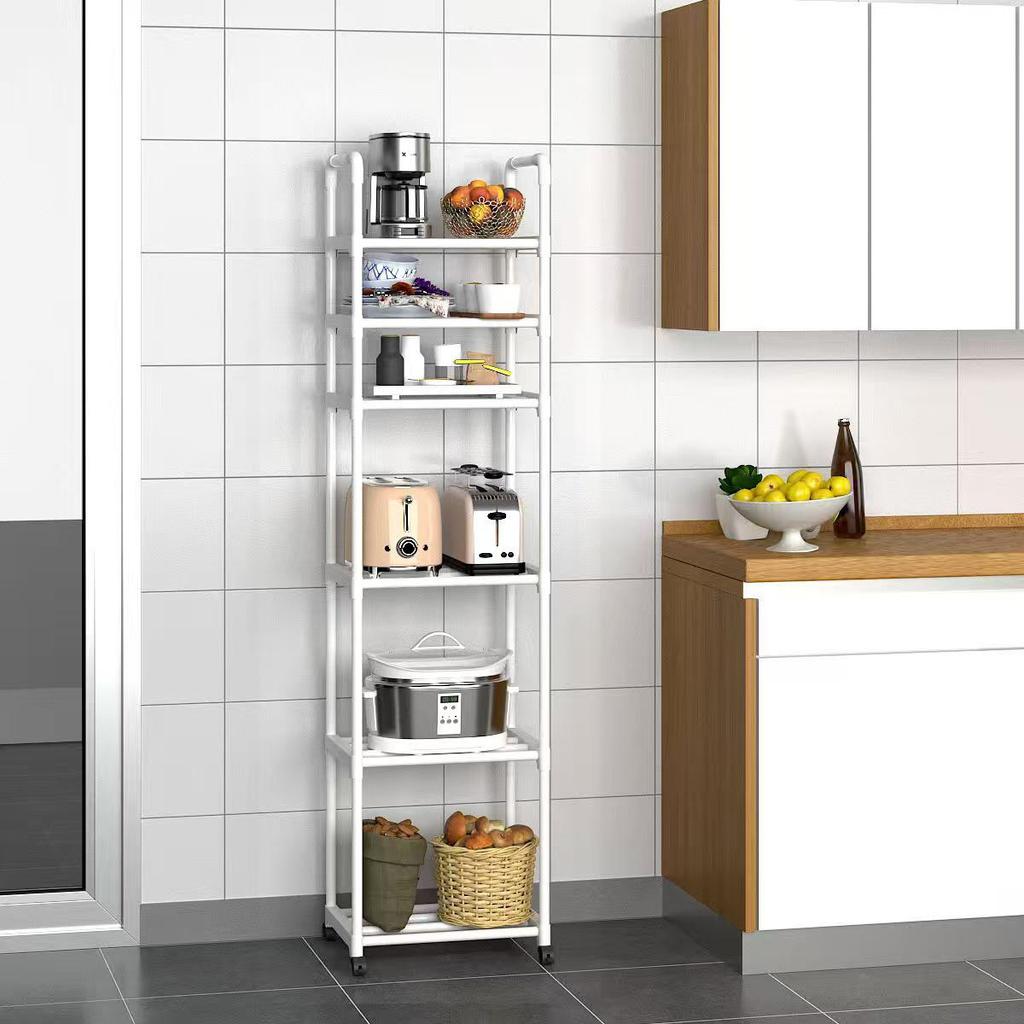 Multi-Layer Floor-Standing Metal Storage Rack for Kitchen and Bathroom
