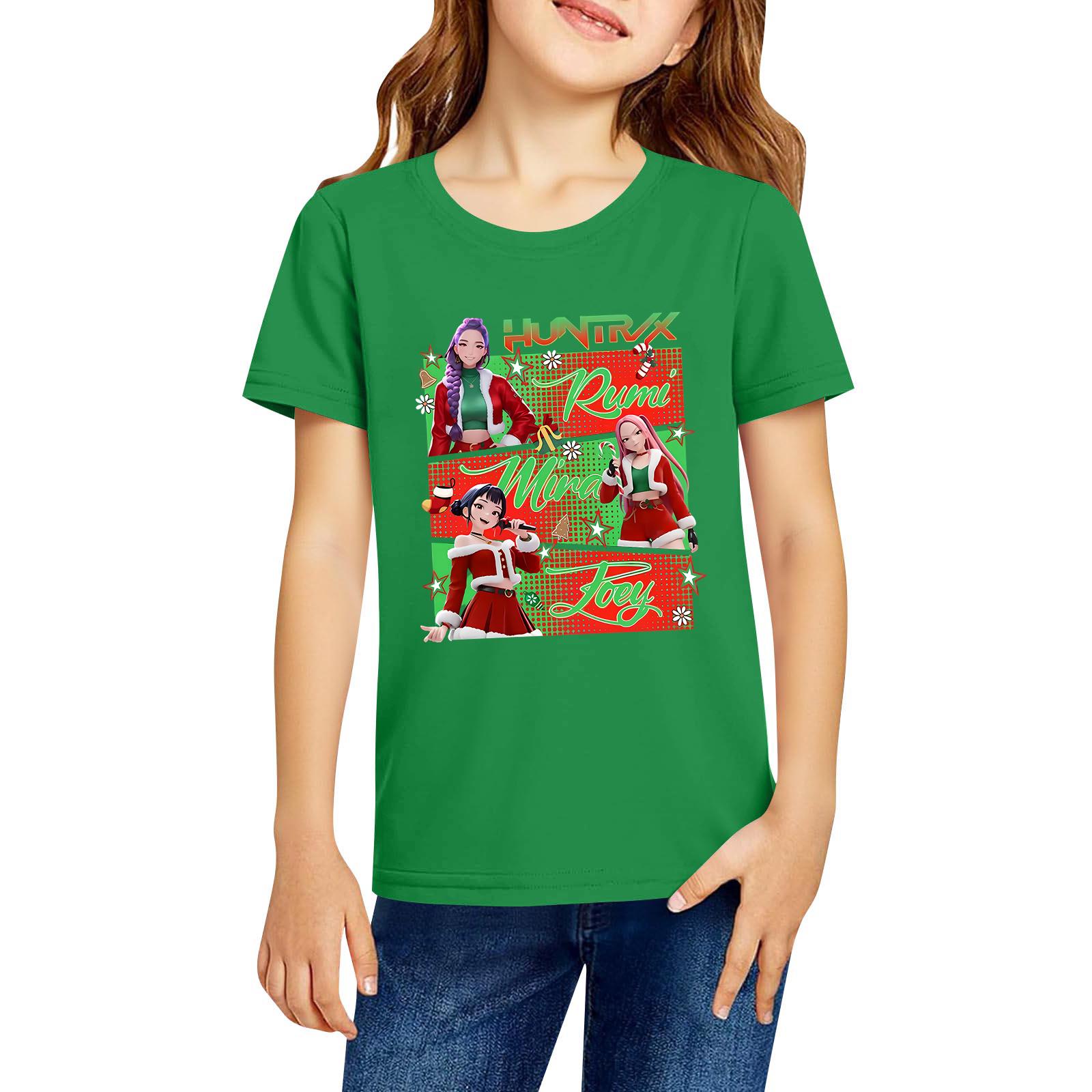 

Fashionable Round Neck Short Sleeve Work Clothes Printed Tops For KID Summer Tops 100