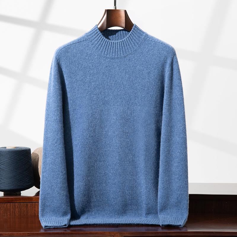 Men's High Neck Thickened Cashmere Sweater: Loose Fit, Plus Size, Warm Knit Base Layer for Autumn/Winter.