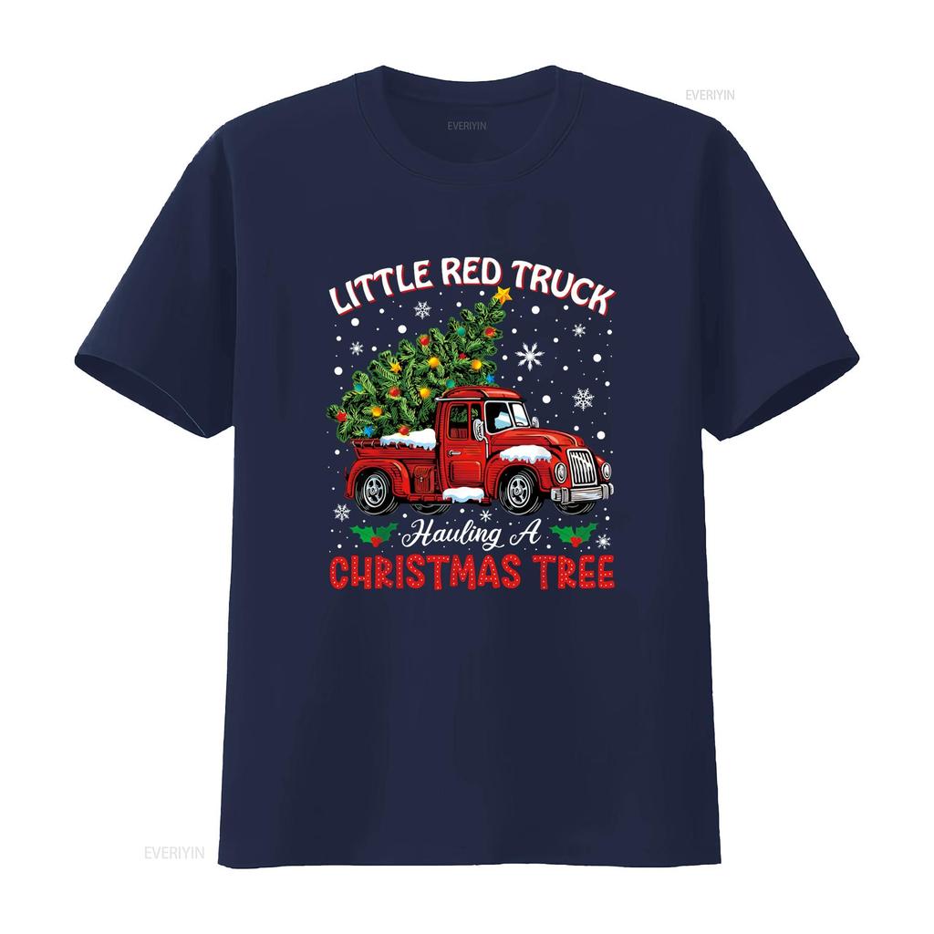 Little Red Truck Hauling A Christmas Tree T Shirt vintage Washed Comfortable Versatile Stretched homme Breathable Soft fashion