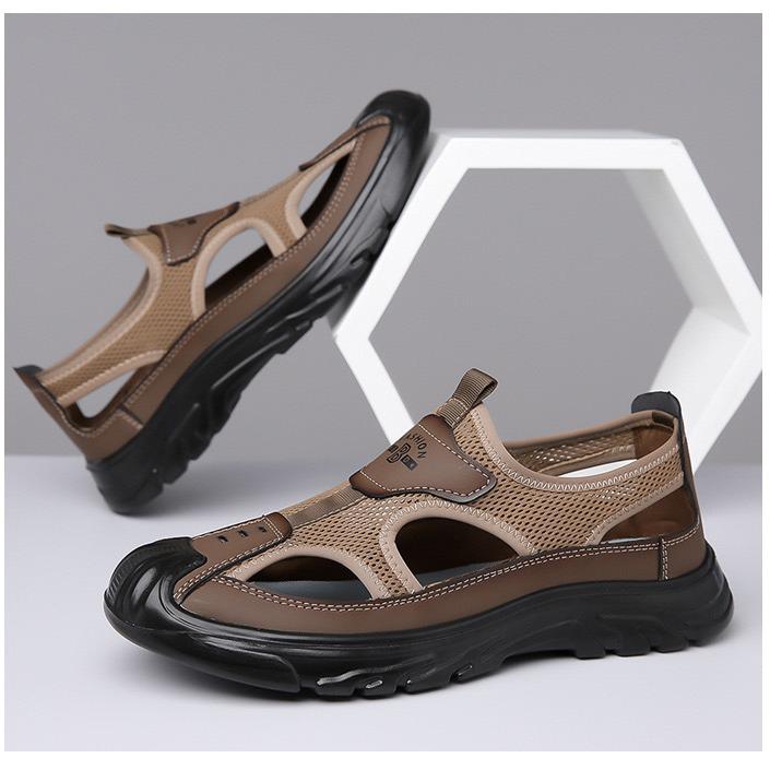 Herren Atmungsaktive Zehensandalen: Leichte, rutschfeste Mesh-Outdoor-Freizeitschuhe für Frühling & Herbst