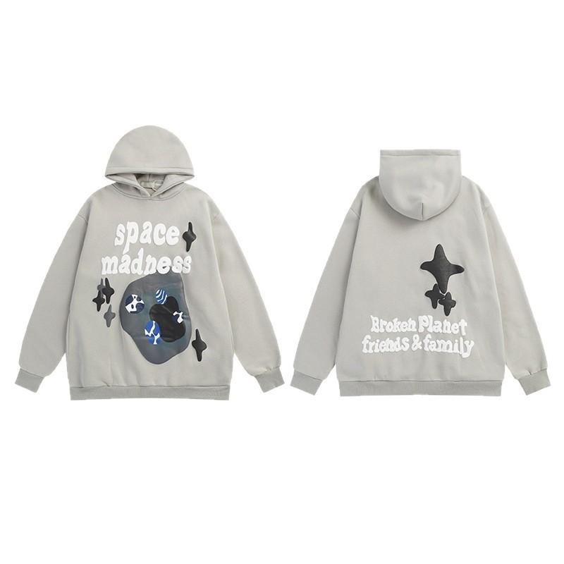 Broken Planet Graphic Print Hoodie Loose Fit Hip Hop Streetwear Teens Casual Winter Sweatshirt