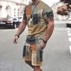 2025 Fashion New Men's Sports Shorts Short Sleeve T-shirt Style Casual Shorts Set Retro Cool Breathable and Two Piece Set