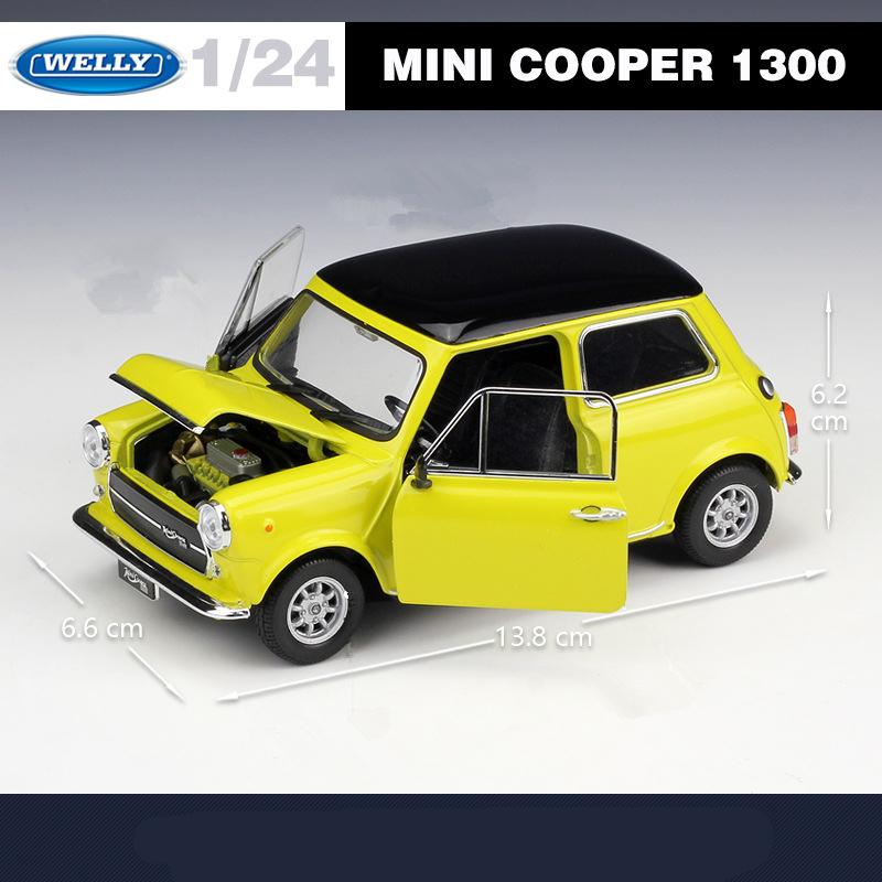 WELLY 1/24 MINI COOPER 1300 Alloy Mini Car Model Diecasts Metal Classic Car Vehicles Model High Simulation Collection Kids Gifts