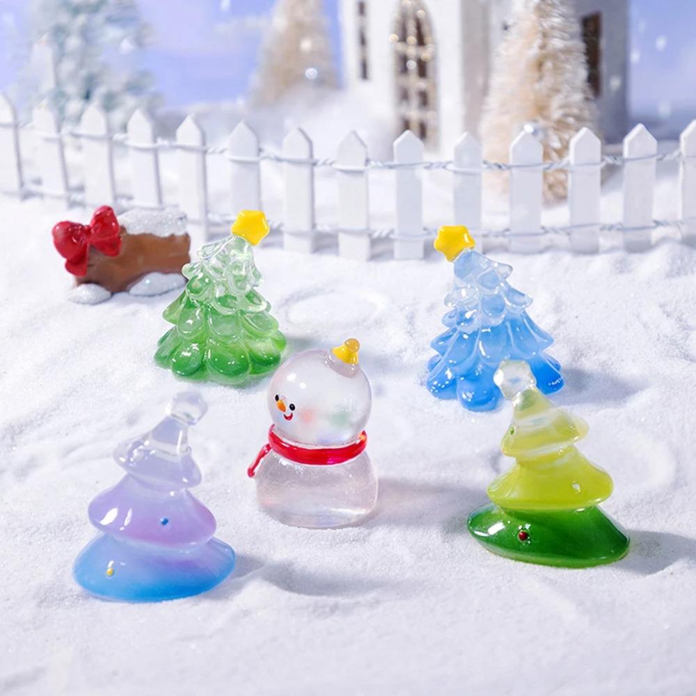 10pcs Cute Snowman Miniature Figurines Transparent Merry Christmas Decoration  Christmas Gift