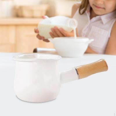 Enamel Milk Pan Butter Warmer Melting Pot Stock 500ml Boiling Non Stick Small Soup