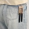 Tragbarer PU-Leder-Lanyard-Stifthalter Halsketten-Stil mit Schlüsselanhänger Stifteetui Stifttasche Verschleißfest Langlebig Stiftclip Schlüsselring
