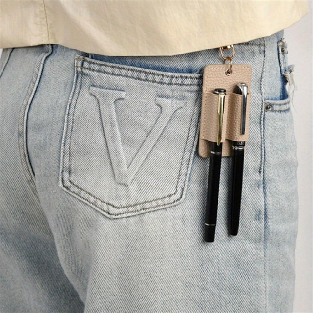 Tragbarer PU-Leder-Lanyard-Stifthalter Halsketten-Stil mit Schlüsselanhänger Stifteetui Stifttasche Verschleißfest Langlebig Stiftclip Schlüsselring