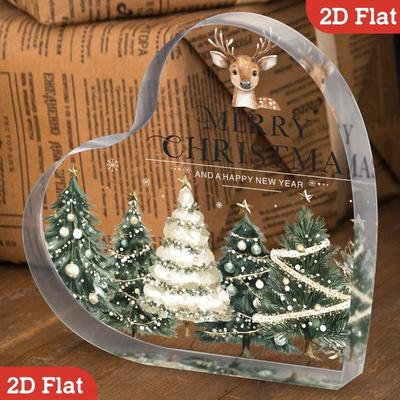 2D Flat Heart Shaped Classic Style Merry Christmas Acrylic Desktop Decoration, Suitable for Wall Decoration, Porch, Room, Villa, Accents Home, Hallway