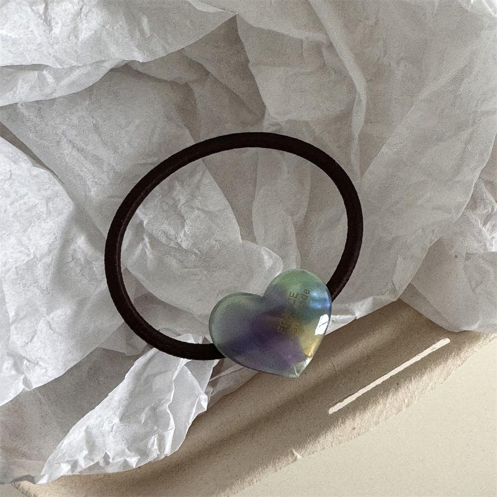 Gold Label Heart-Shaped Acetate Candy Color Hair Tie - High Elasticity, Cute High Ponytail Rubber Band
