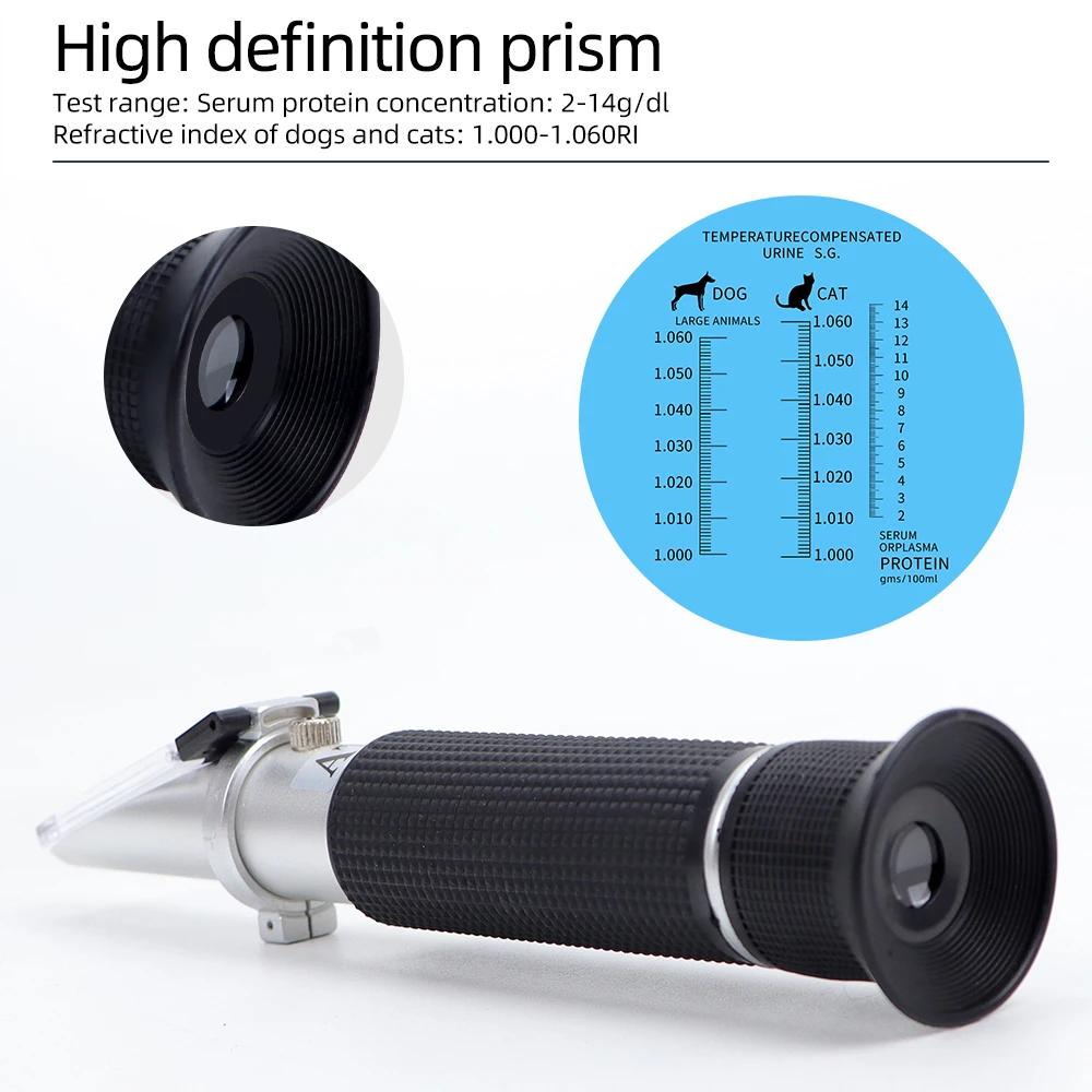 1.000-1.060RI Handheld Animal Serum Protein Refractometer Cats Dogs Urine Refractometer Cat Dog Urine Specific Gravity Refractor