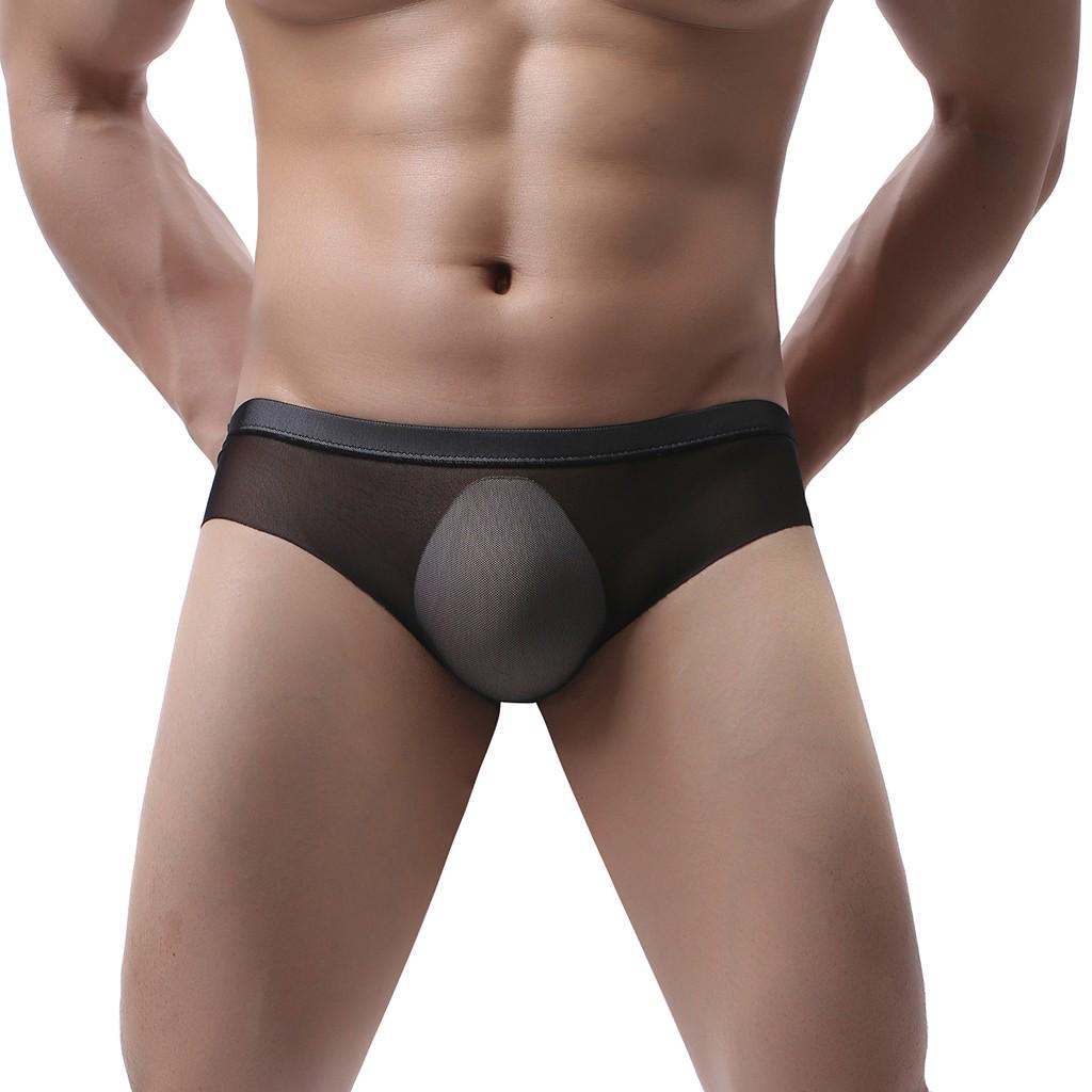 Men's  Mesh Low Waist Underwear Soft Breathable Knickers Short Sexy Briefs