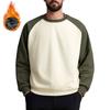Unisex Colorblock Round Neck Pullover Top Raglan Sleeve Long Sleeve Fleece Sweatshirt
